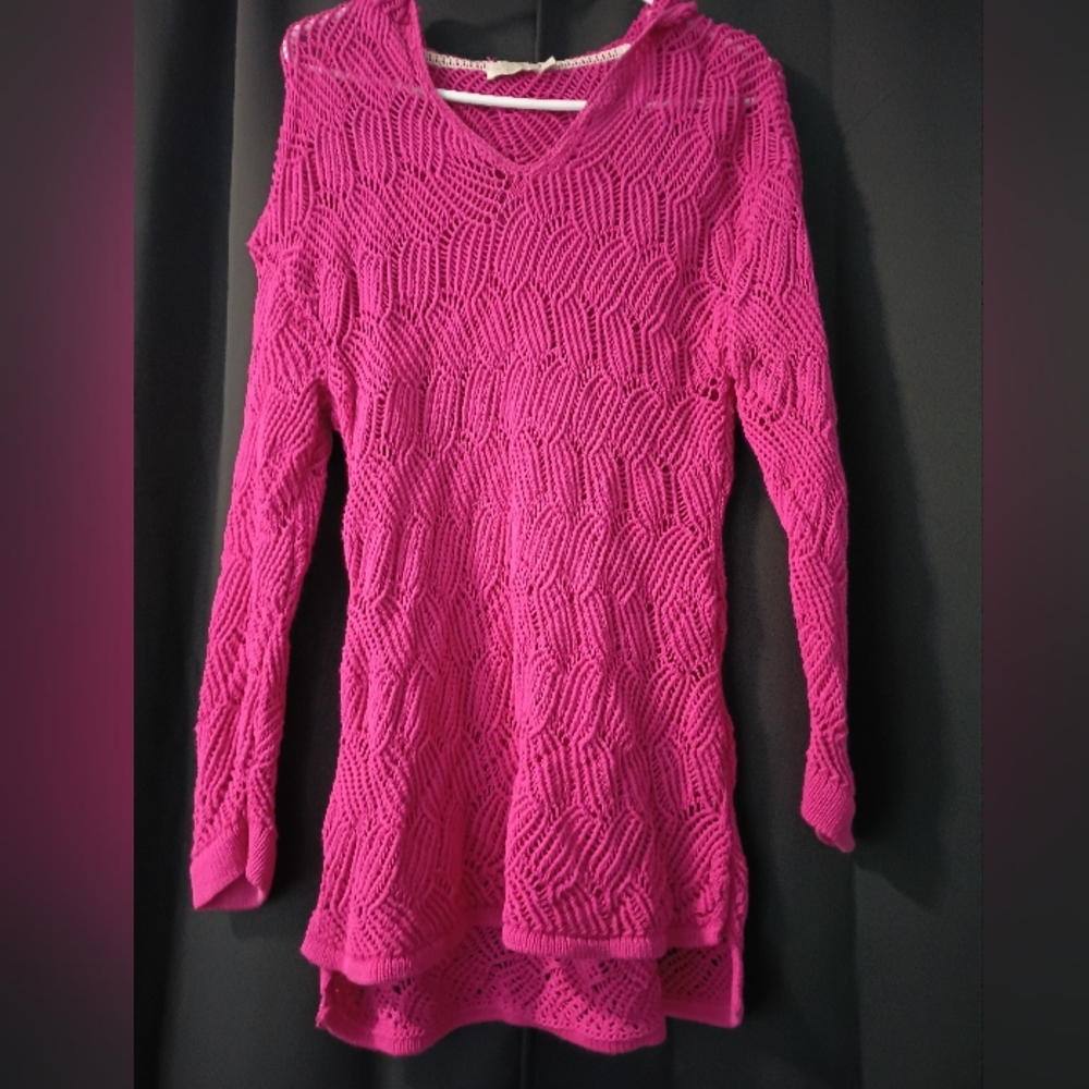 Paradise Shores Pink beach cover up high low